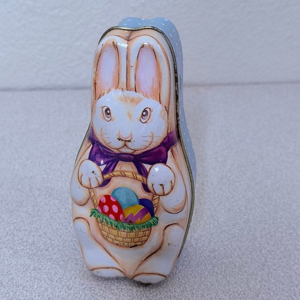 The Tin Box Company Easter Bunny Tin Box Hinged Lid Embossed Holiday